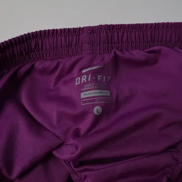 Nike Dri-Fit Purple Shorts Running Lined Black Hem Side Vents Womens L 80s Vibe - Picture 4 of 7